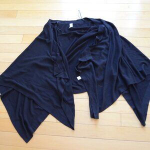 LULULEMON Black Viscose Silk Soft Feel LTWT Open Mind Wrap Scarf Cardigan Shrug